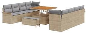 Conjunto de Sofá de Jardim vidaXL 11 Peças com Almofadas de Rattan Pol