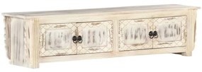 Móvel de TV 140x30x35 cm madeira de mangueira maciça branco