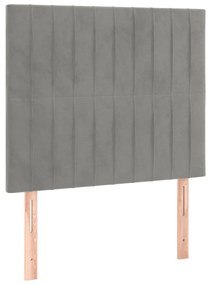 Cama com molas/colchão 90x200 cm veludo cinza-claro