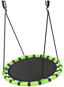 AIYAPLAY Baloiço para Crianças Redondo Baloiço de Jardim Infantil Ajustável Impermeável Carga 150kg Ø100x180 cm Preto e Verde