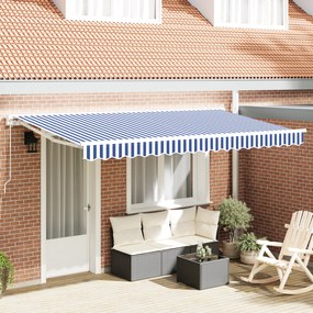 vidaXL Tecido de Substituição do Toldo para Estrutura 4x2 m Azul e Branco