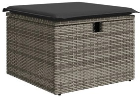 6 pcs conjunto sofás de jardim com almofadões vime cinzento