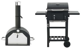 Forno para pizza e churrasqueira de exterior 3-em-1 preto