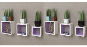 Prateleiras de parede cubo 6 pcs branco e violeta