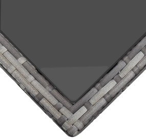 5 pcs conjunto jantar exterior c/ almofadões vime PE cinzento
