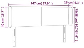 Cabeceira de cama c/ abas veludo 147x16x78/88cm cinzento-escuro