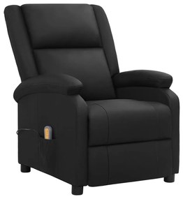 vidaXL Poltrona de massagens couro genuíno preto
