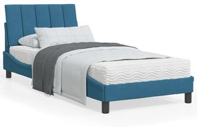 vidaXL Estrutura de cama com cabeceira 90x200 cm veludo azul