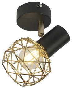 Foco design preto/ouro 1-luz - MESH Moderno,Design