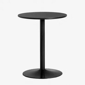 Mesa De Jantar Redonda Em Mdf E Ferro Yvetta Preto & Ø60 Cm & Preto - Sklum