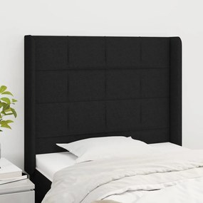 Cabeceira de cama c/ abas tecido 93x16x118/128 cm preto