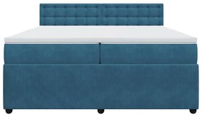Cama com molas/colchão 200x200 cm veludo azul