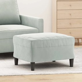 vidaXL Apoio de pés 60x50x41 cm veludo cinzento-claro