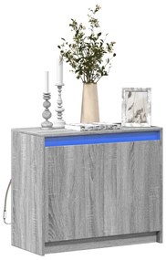 Aparador com luzes LED derivados de madeira cinzento sonoma
