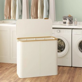 Cesto da roupa suja 200 L,  78 x 38,5 x 70,5 cm com tampa creme