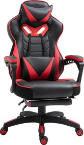 Cadeira de gaming ergonómica, cadeira de escritório confortável com apoio para os pés, apoio para a cabeça e almofada lombar, altura ajustável, preta