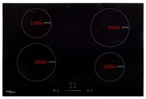 Placa de indução com 4 discos ecrã tátil vidro 7000 W 77 cm