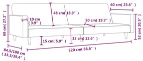 Sofá-cama de 2 lugares tecido cor creme