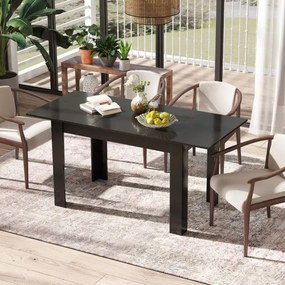 Mesa de jantar extensível Mesa de cozinha moderna com tampo ajustável Pernas em forma de L 110 KG Carga 158 x 70 x 76 cm Preto
