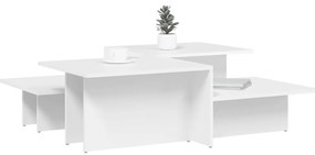 Mesas de centro 2 pcs derivados de madeira branco