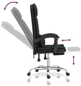 Cadeira escritório massagens reclinável couro artificial preto