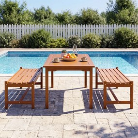 Conjunto de 2 bancos de jardim de 2 lugares,112 x 51 x 41,5 cm (MESA NÃO INCLUIDA), em madeira com acabamento a óleo de teca e assento curvo em ripas,