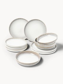 Conjunto de loiça artesanal com vidrado reativo Danza, 4 pessoas, conjunto de 12