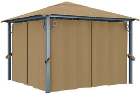 vidaXL Gazebo com cortina 300x300 cm alumínio cinzento-acastanhado