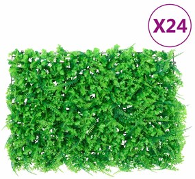 Vedação de folhas de feto artificiais 24 pcs 40x60 cm verde