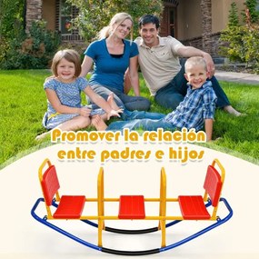 Baloiço metálico para crianças dos 3 aos 8 anos com 3 lugares para utilização no interior e no exterior 136 x 39 x 60 cm Multicolorido
