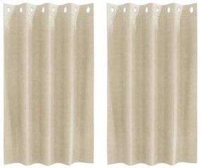 Cortinas Blackout vidaXL com Ilhós 2 pcs Creme Veludo