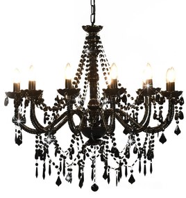 vidaXL Lustre com contas lâmpadas 12 x E14 preto