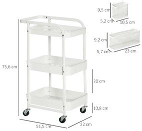 Carrinho de Cozinha Synk - Branco - Design Industrial