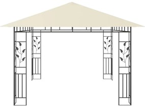 Gazebo c/ mosquiteiro e cordões luzes LED 4x3x2,73m creme