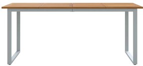 Mesa de Jantar Externa vidaXL Cinza 180x90x75 cm Aço e Madeira Sólida