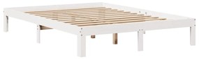 Cama com estante sem colchão 140x190 cm pinho maciço branco