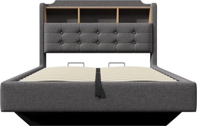 Cama estofada 140 × 200 cm, Cinzento | AOSOM Portugal