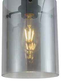 Foco moderno preto com vidro fumado para sistema de calha monofásico - Iconic Dome Moderno