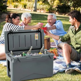 Caixa térmica portátil isolada com refrigerador rotomoldado de 50 QT e porta-copos integrados - bege