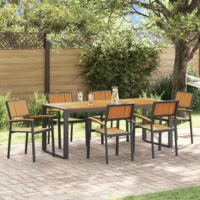 vidaXL Conjunto de Jantar para Jardim de 7 Peças em Madeira Sólida de Acácia e Metal