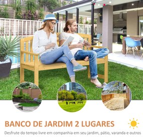 Banco de Jardim de 2 Lugares com Encosto Apoio para os Braços Terraço Varanda Exterior Carga 240 kg 143x51x85 cm Madeira