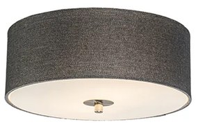 Luminária de teto country cinza 30 cm - Drum Jute Country / Rústico,Moderno