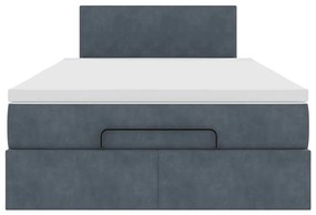 Estrutura de cama otomana com colchão cinza escuro veludo