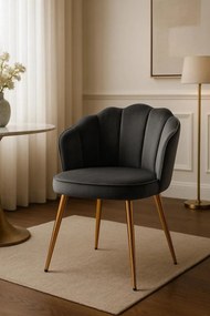 Cadeira Blume Gold Veludo - Cinza escuro