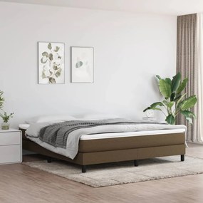Estrutura de cama sem colchão 160x200 cm tecido castanho-escuro