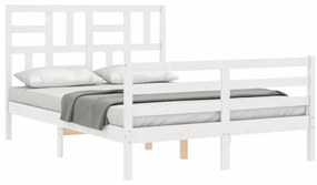 Estrutura de cama com cabeceira 120x200cm madeira maciça branco