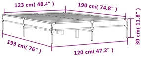 Estrutura cama 120x190 cm derivados de madeira/metal