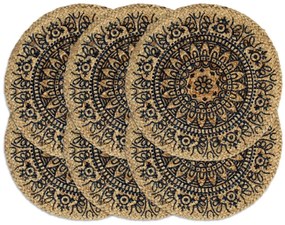 Individuais de mesa 6 pcs juta 38 cm redondo azul-escuro