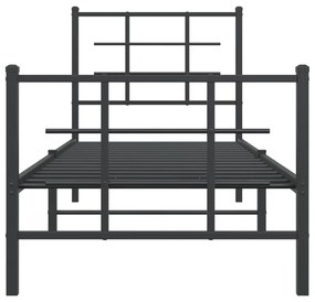 Estrutura de cama com cabeceira e pés 75x190 cm metal preto