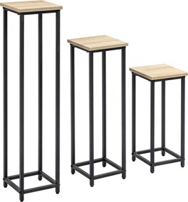 Conjunto de 3 suportes para vasos de flores de floreira empilháveis - 21 x 21 x 50/70/90 cm - aço